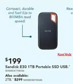 Harvey Norman Sandisk E30 1TB Portable SSD USB offer