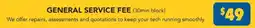 Harvey Norman General service fee offer