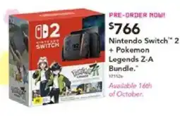 Harvey Norman Nintendo Switch 2 + Pokemon Legends Z-A Bundle offer