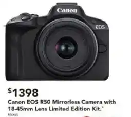 Harvey Norman Canon EOS R50 Mirrorless Camera with 18-45mm Lens Limited Edition Kit offer