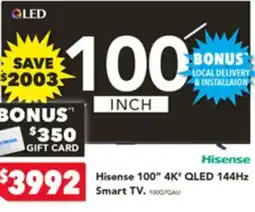 Harvey Norman Hisense 100 4K QLED 144Hz Smart TV offer