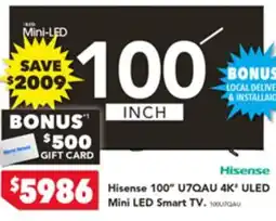 Harvey Norman Hisense 100 U7QAU 4K ULED Mini LED Smart TV offer