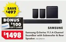 Harvey Norman Samsung Q-Series 11.1.4-Channel Soundbar with Subwoofer & Rear Speaker offer