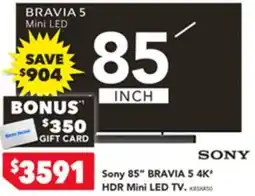Harvey Norman Sony 85 BRAVIA 5 4K HDR Mini LED TV offer