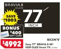 Harvey Norman Sony 77 BRAVIA 8 4K HDR OLED Smart TV offer