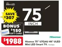 Harvey Norman Hisense 75 U7QAU 4K ULED Mini LED Smart TV offer