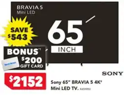 Harvey Norman Sony 65 BRAVIA 5 4K Mini LED TV offer