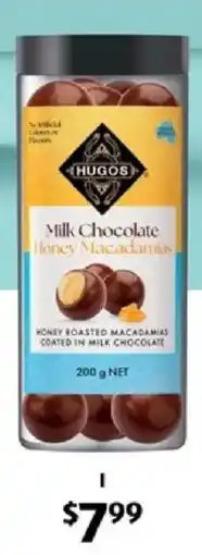 ALDI Hugos Milk Chocolate Honey Macadamias offer