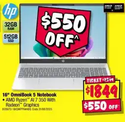 JB Hi-Fi 16" omnibook 5 notebook offer