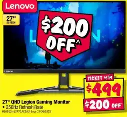 JB Hi-Fi 27" qhd legion gaming monitor offer