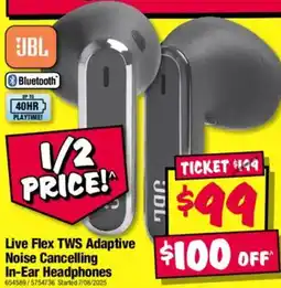 JB Hi-Fi Live flex tws adaptive noise cancelling in ear headphones offer