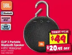 JB Hi-Fi Clip 3 portable bluetooth speaker offer