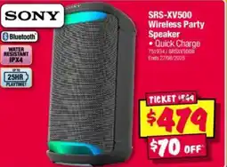 JB Hi-Fi Srs-xv500 wireless party speaker offer