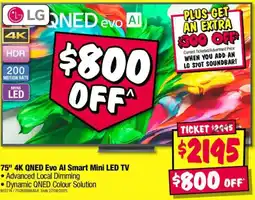 JB Hi-Fi 75" 4k qned evo al smart mini led tv offer