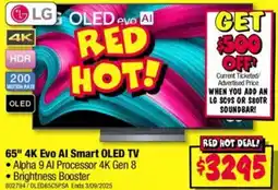 JB Hi-Fi 65" 4k evo al smart oled tv offer