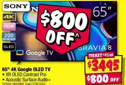 JB Hi-Fi 65" 4k google oled tv offer