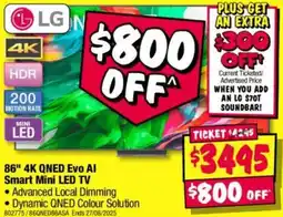 JB Hi-Fi 86" 4k qned evo al smart mini led tv offer