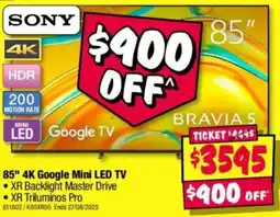 JB Hi-Fi 85" 4k google mini led tv offer