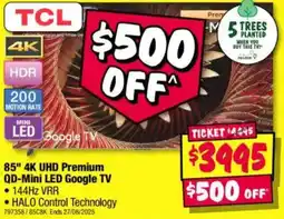 JB Hi-Fi 85" 4k uhd premium qd-mini led google tv offer