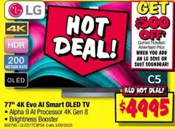 JB Hi-Fi 77" 4k evo al smart oled tv offer