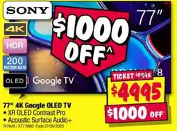 JB Hi-Fi 77" 4k google oled tv offer