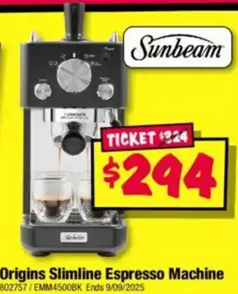 JB Hi-Fi Origins slimline espresso machine offer