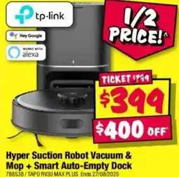 JB Hi-Fi Hyper suction robot vacuum & mop + smart auto-empty dock offer