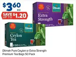 Foodland Dilmah Pure Ceylon or Extra Strength Premium Tea Bags offer