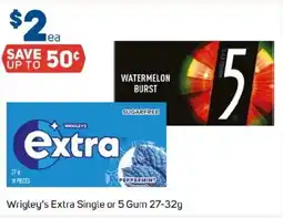 Foodland Wrigley's Extra Single or 5 Gum offer