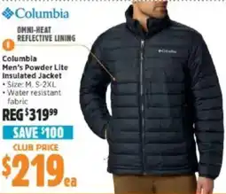 Anaconda Columbia Men's Powder Lite Insulated Jacket offer