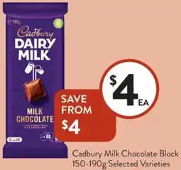 Foodworks Cadbury Milk Chocolate Block offer