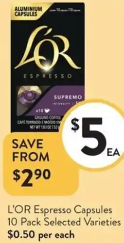 Foodworks L'OR Espresso Capsules offer