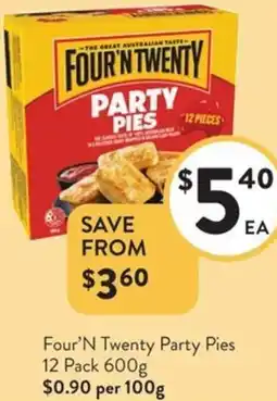 Foodworks Four'N Twenty Party Pies offer