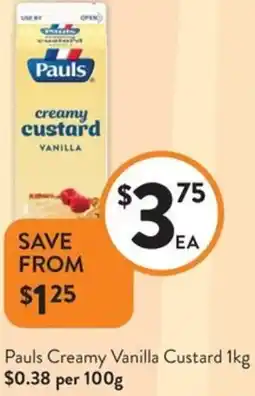 Foodworks Pauls Creamy Vanilla Custard offer