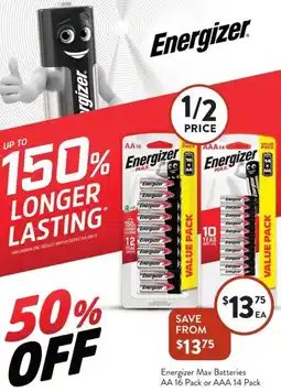 Foodworks Energizer Max Batteries offer