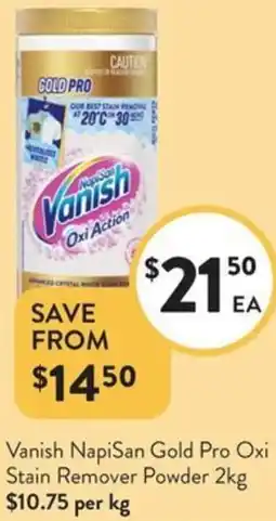 Foodworks Vanish Napisan Gold Pro Oxi Stain Remover Powder offer