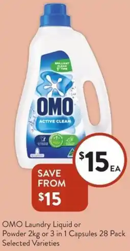 Foodworks OMO Laundry Liquid or Powder or Capsules offer