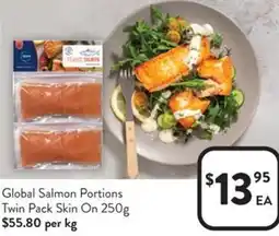 Foodworks Global Salmon Portions Twin Pack Skin On offer