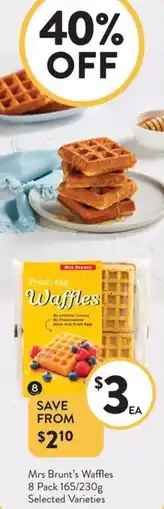 Foodworks Mrs Brunt's Waffles offer