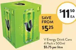 Foodworks V Energy Drink Cans offer