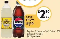 Foodworks Pepsi or Schweppes Soft Drink offer
