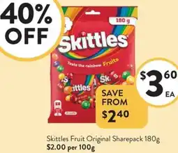 Foodworks Skittles Fruit Original Sharepack offer