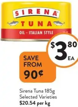 Foodworks Sirena Tuna offer
