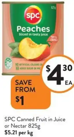 Foodworks SPC Canned Fruit in Juice or Nectar offer