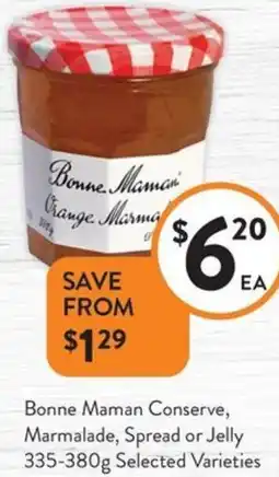 Foodworks Bonne Maman Conserve, Marmalade, Spread or Jelly offer