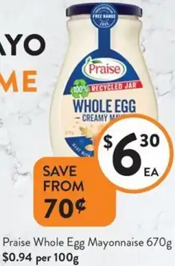 Foodworks Praise Whole Egg Mayonnaise offer