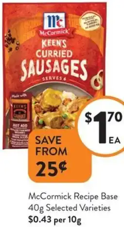 Foodworks McCormick Recipe Base offer