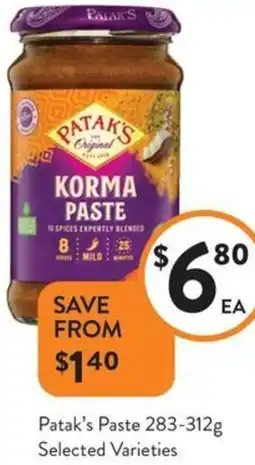 Foodworks Patak's Paste offer