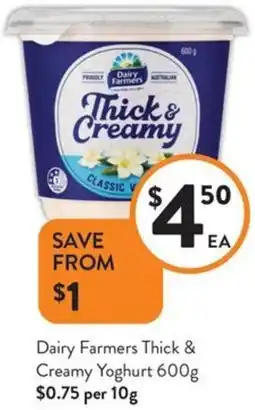 Foodworks Dairy Farmers Thick & Creamy Yoghurt offer