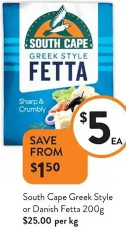 Foodworks South Cape Greek Style or Danish Fetta offer
